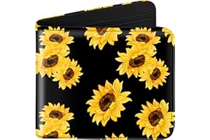 BISTUP Girls Cute Kawaii Wallet Sunflower Aesthetic Women Womens Cool Funny Leather Credit Id Card Cash Holder Woman Rfid Blocking Zipper Wallets With Coin Pocket Id Window Female Bifold Little Girl
