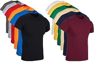 BILLIONHATS Wholesale Bulk 12 Pack Men's Cotton T-Shirt Tees, Big & Tall Plus Size Short Sleeve Lightweight T-Shirts for Men