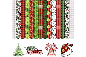 HTVSTD Christmas Permanent Adhesive Vinyl-12 Sheets 12'' x 10'' Leopard Pattern Self Adhesive Vinyl Water Proofing Permanent Vinyl for Mugs