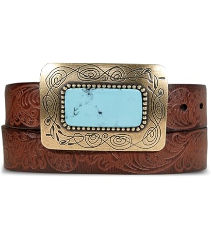 2666 Women\'s Haircalf Leather Belt- Western Style With Floral Buckle & 7177ZgnufVL._AC_UY350_.jpg main image 3