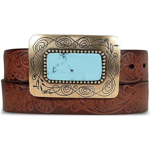Lucky Brand Felicia Floral Cut-Out Belt Brown Embroidered Leather Brass Buckle S LUCKY BRAND Brown Leather Belt Embroidered Floral Boho Brass  main image 2