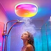 Gotopceed IP65 Waterproof Rechargeable Shower Light - 6″ 300LM Bright, 16 Colors Bathroom Mood Lighting with Touch & Remote, Magnetic Wireless Ceiling/Wall Light for Inside Shower/Bathtub