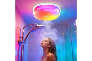 Waterproof Rechargeable Shower Light, 16 Colors Bathroom Mood Lighting with Touch & Remote, Magnetic Wireless Ceiling/Wall Li