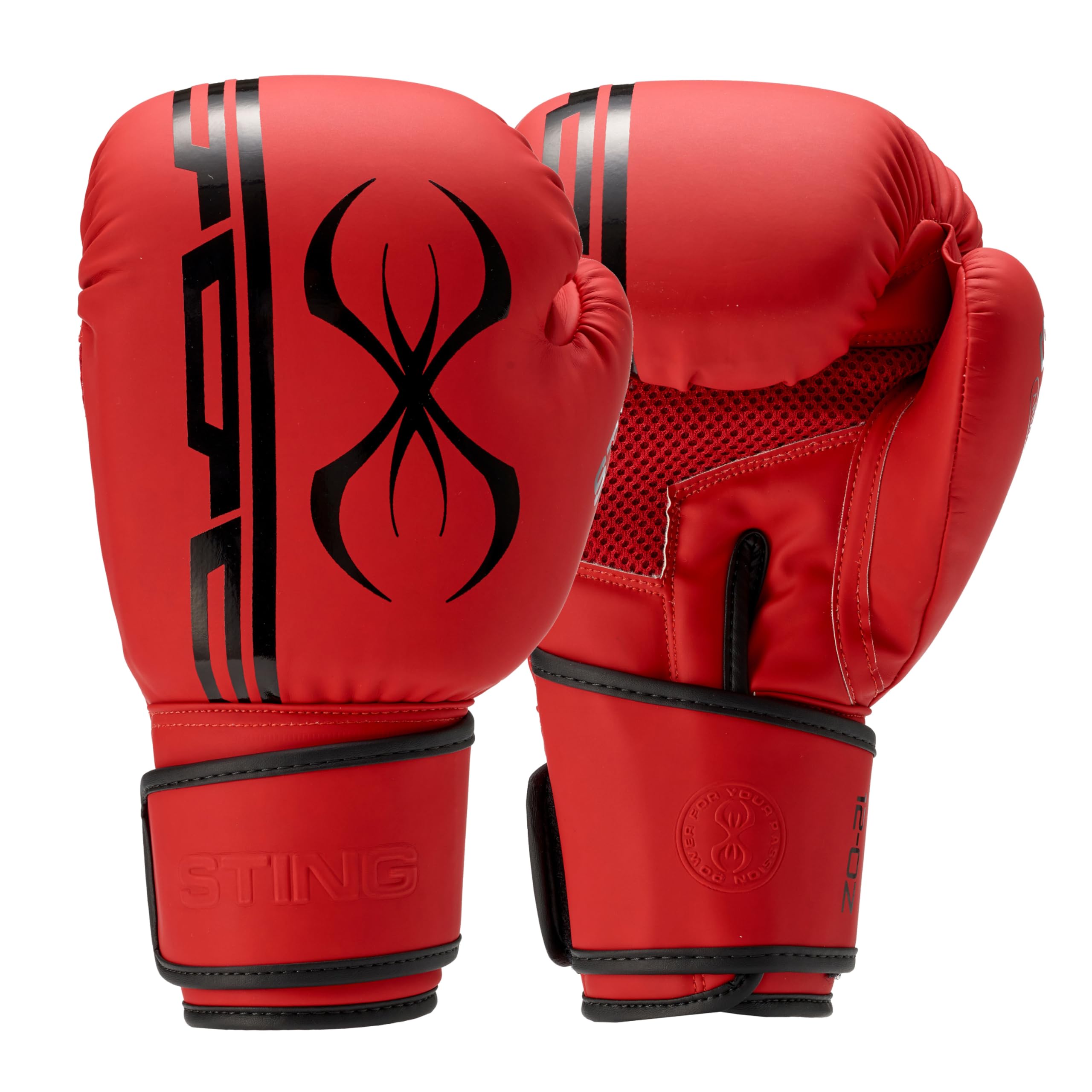 STING Armaplus Boxing Gloves - Shock-Absorbing T3 Material with Hi-Flow Core - Ideal for Boxing, MMA & Muay Thai - 16 oz, Red - Men & Women