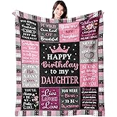 Mosslink Daughter Birthday Gifts from Mom/Dad, Happy Birthday Gifts for Daughter Adult Throw Blanket 60"x50"