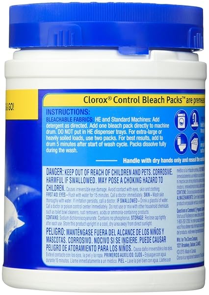 CLOROX CONTROL BLEACH PACKS REGULAR LAUNDRY PACKS, 12 COUNT