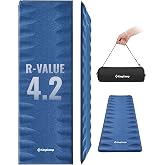 KingCamp Sleeping Mat, Anti-Roll Self Inflating Sleeping Pad, 4.2 R Value | Lightweight, PVC-Free, Comfortable Support For Tent, Cot, Car Camping, Backpacking