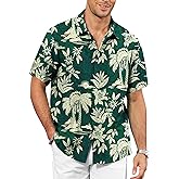 KYKU Men's Hawaiian Shirt Short Sleeve - Tropical Summer Beach Button Down Shirt with Pocket