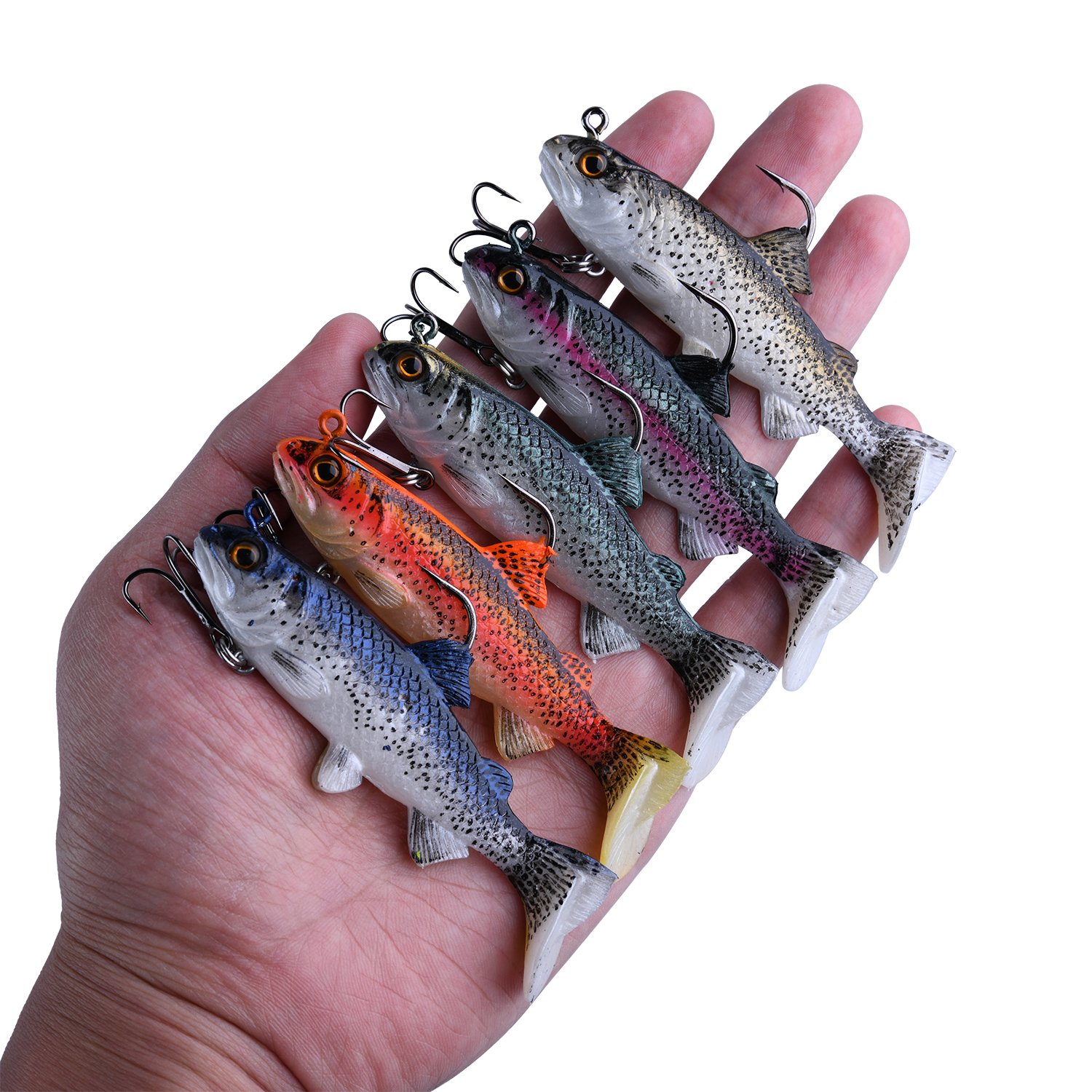Goture Agiler Lead Jigs Soft Fishing Lures with Hook Sinking Swimbaits for Saltwater and Freshwater 5 Colors Available (Pack of 5)