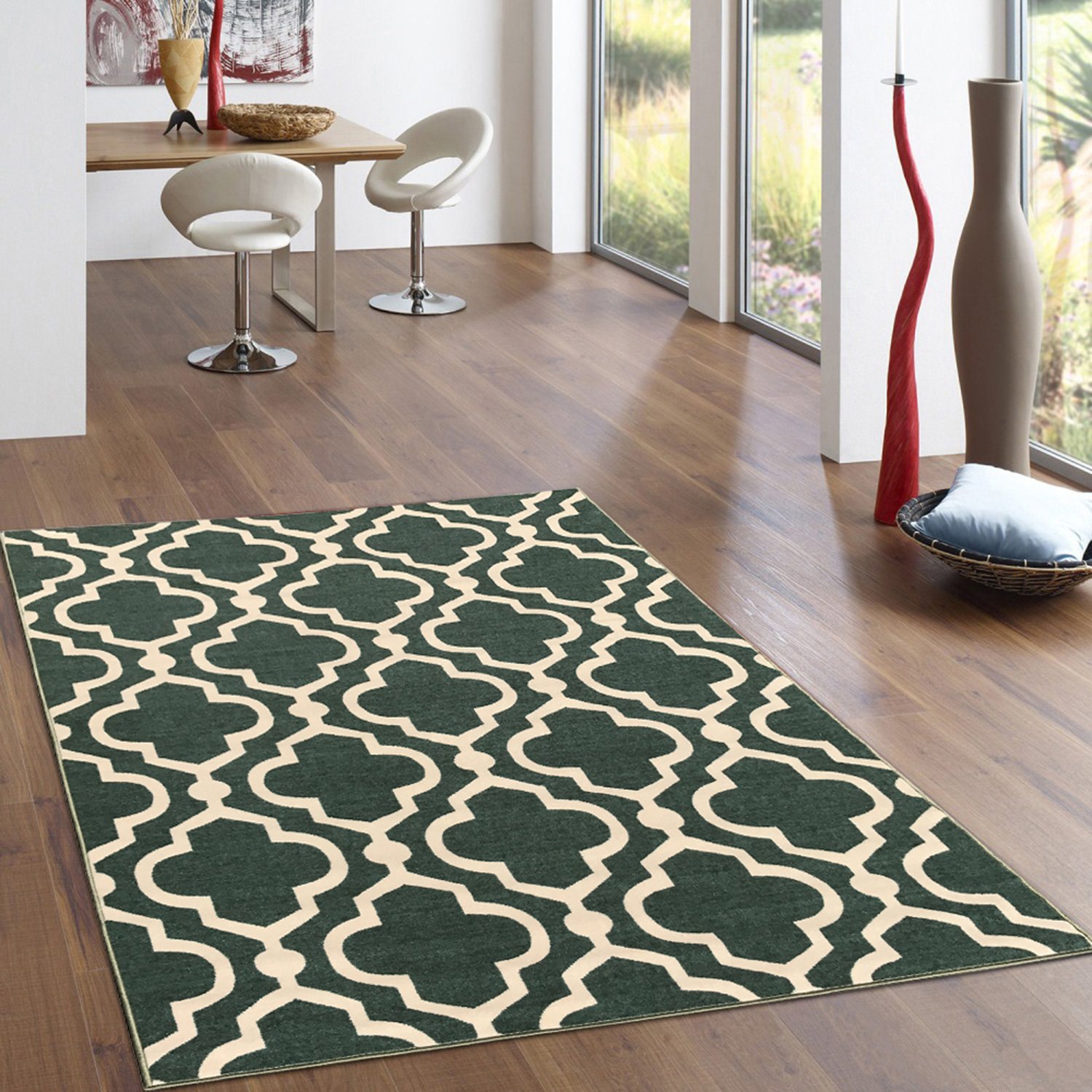 Kapaqua Rubber Backed 5' x 6'7" Area Rug TealGreen