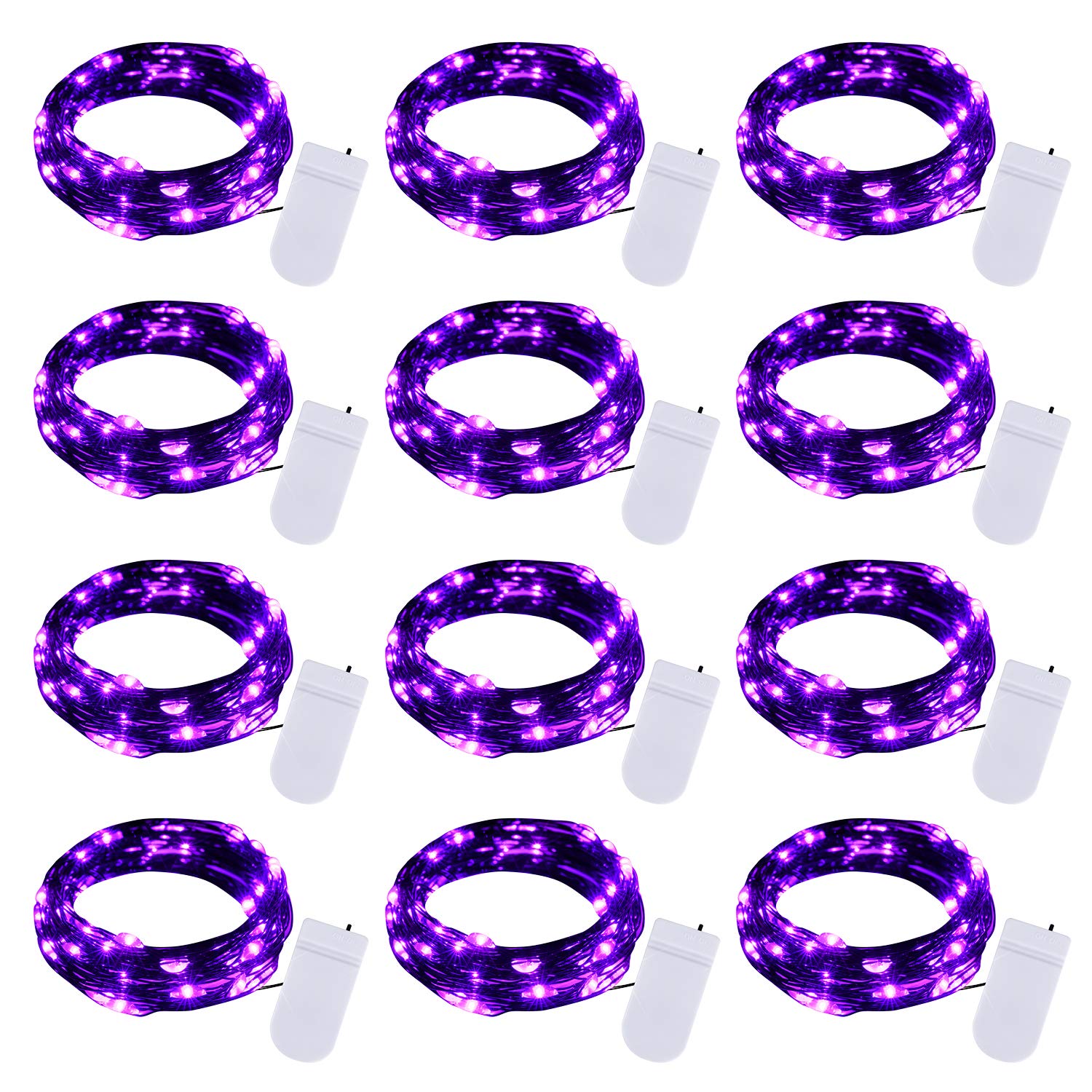 Halloween Purple Fairy String Lights: 12 Pack 7 Ft