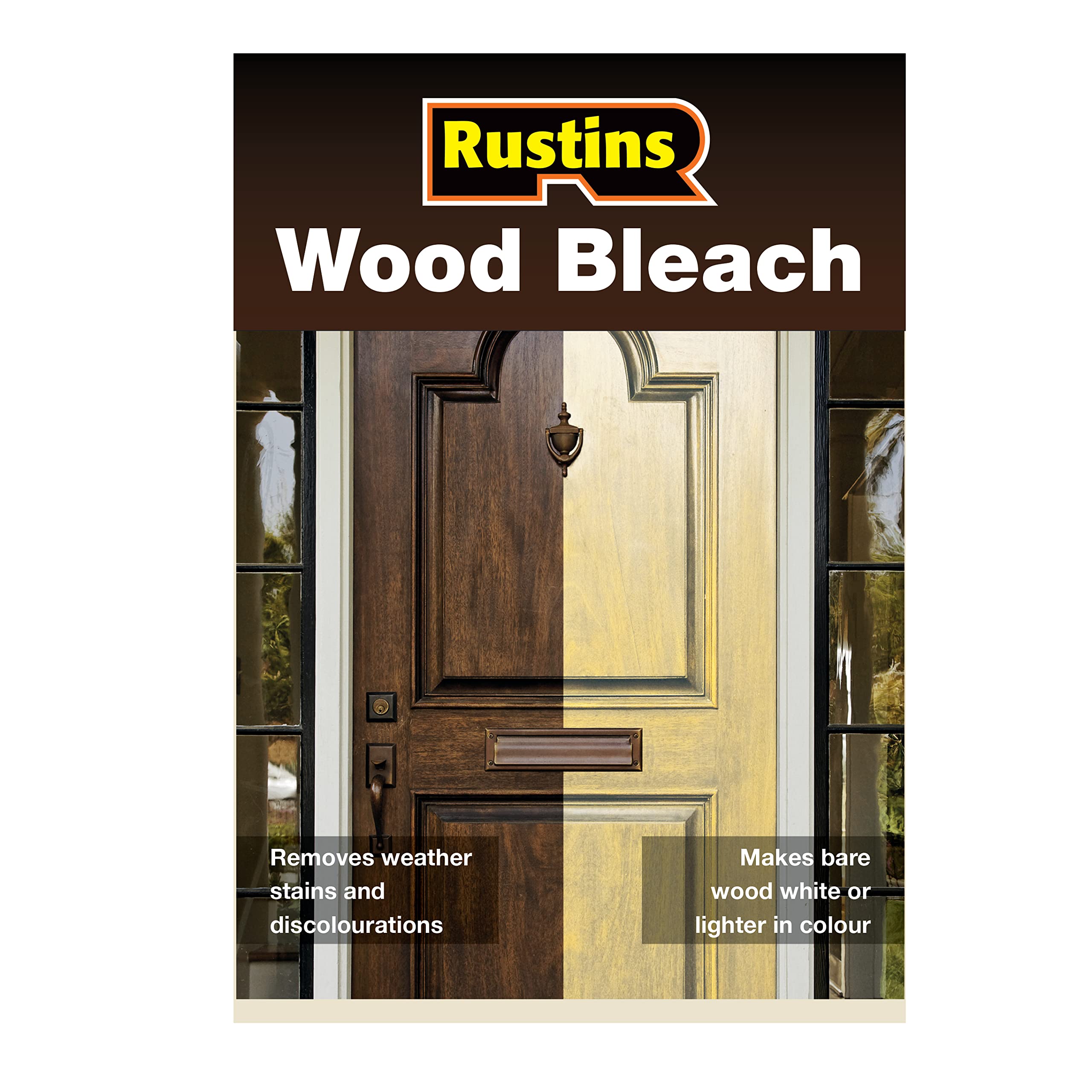 Rustins Wood Bleach Set–Two-Part Lightening System for Removing Stains, Discolouration and Dark Finishes; Restores Natural Wood Colour, Easy-to-Use Solution for Lightening Mahogany, Oak, Pine and Teak