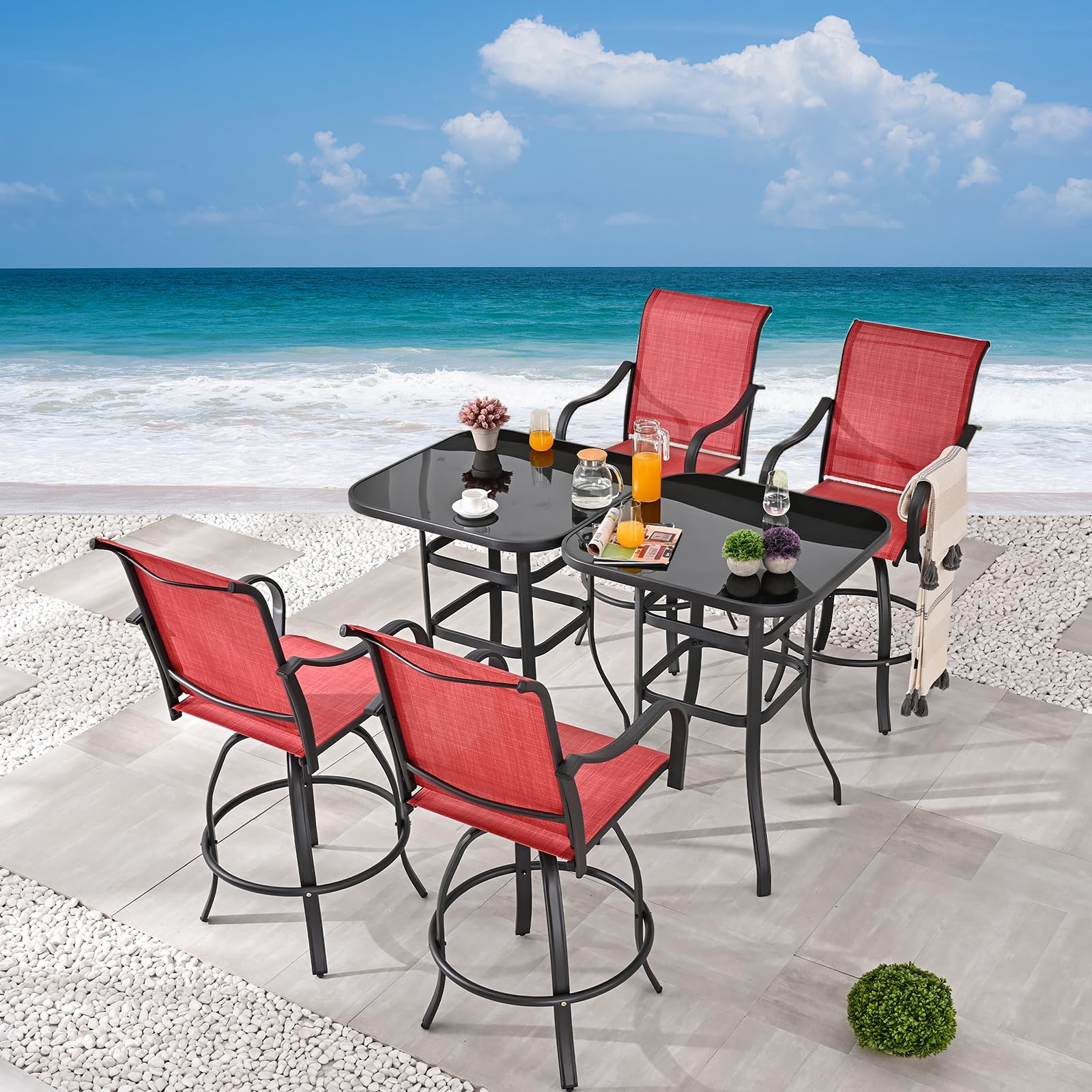 Festival Depot 6pcs Patio Dining Set Bar Height
