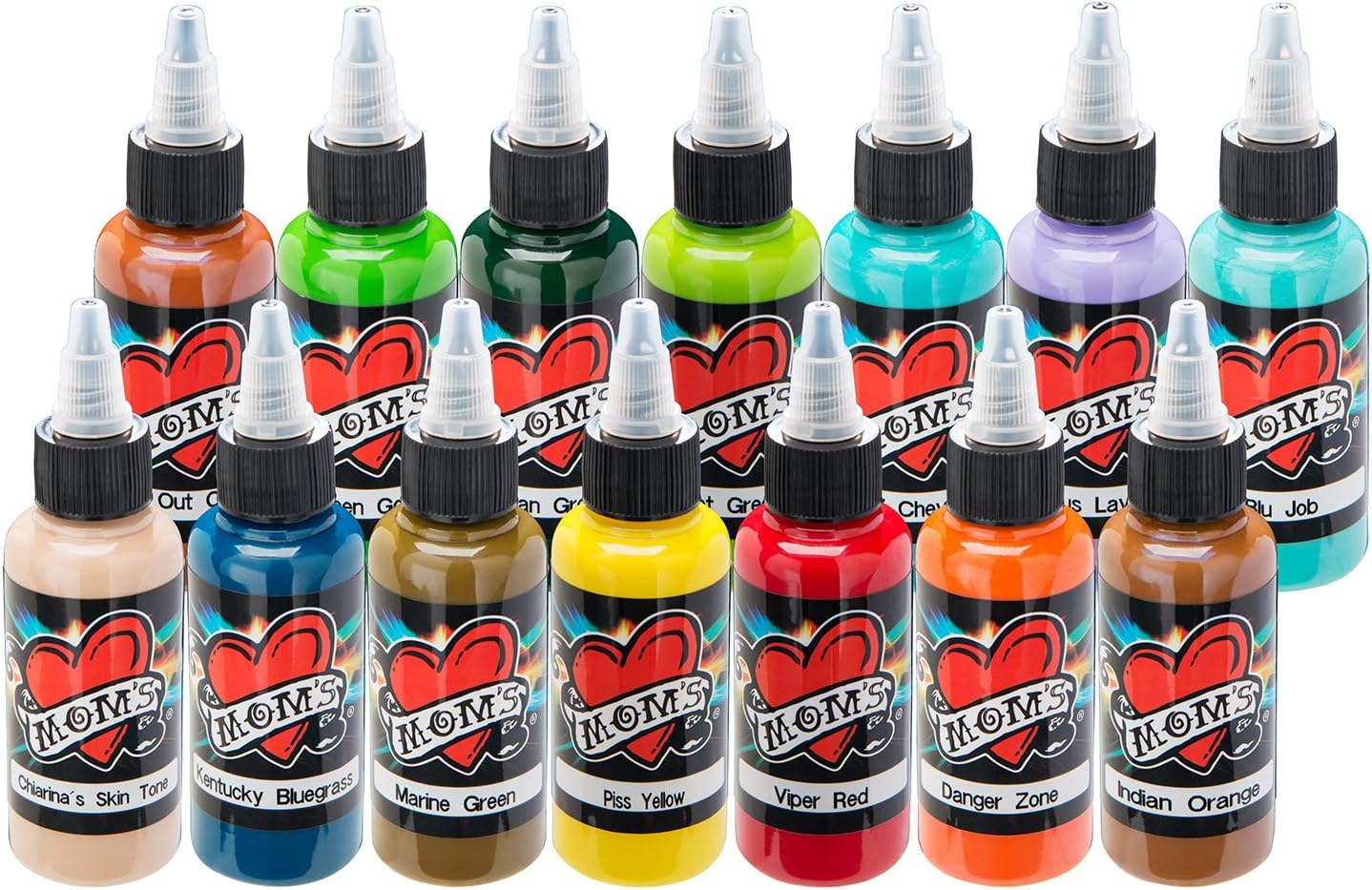MOM'S Tattoo Ink - 14 Bottle Exotic Color Kit (2 Oz.)