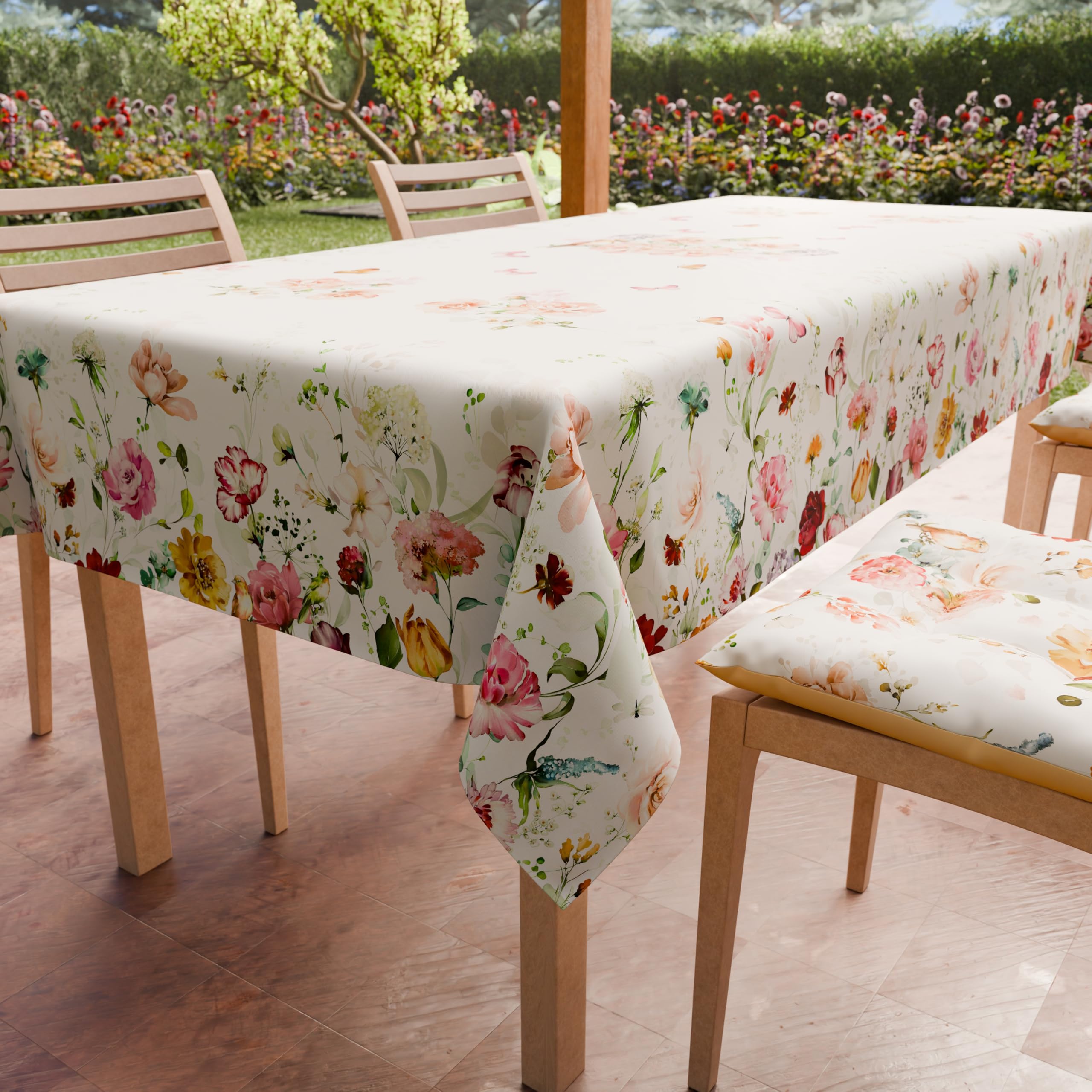PETTI Artigiani Italiani - Stain Resistant Square Tablecloth 140 x 140 cm Kitchen Floral Design 06 x 4 Seater (140 x 140 cm) 100% Made in Italy