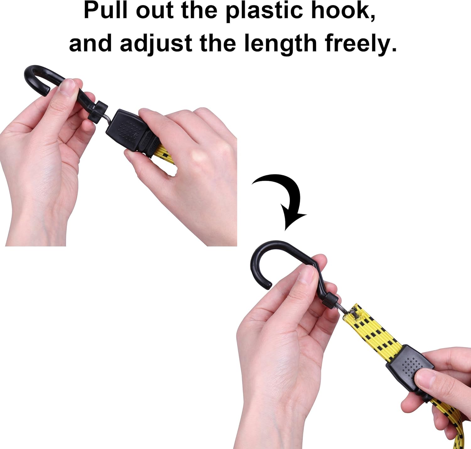 CARTMAN Ultra 48" Black/Yellow Flat Bungee Cord, 4pk x 48": Automotive