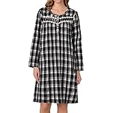 AVIIER Long Sleeve Nightgowns for Women Soft Cotton Night Gwon with Pockets