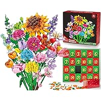 2025 Christmas Advent Calendar - 24 Days Flower Bouquet Building Blocks Countdown, Suitable for Holiday Occasions, Ideal for 