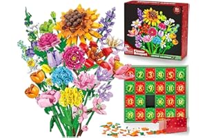2025 Christmas Advent Calendar - 24 Days Flower Bouquet Building Blocks Countdown, Suitable for Holiday Occasions, Ideal for 