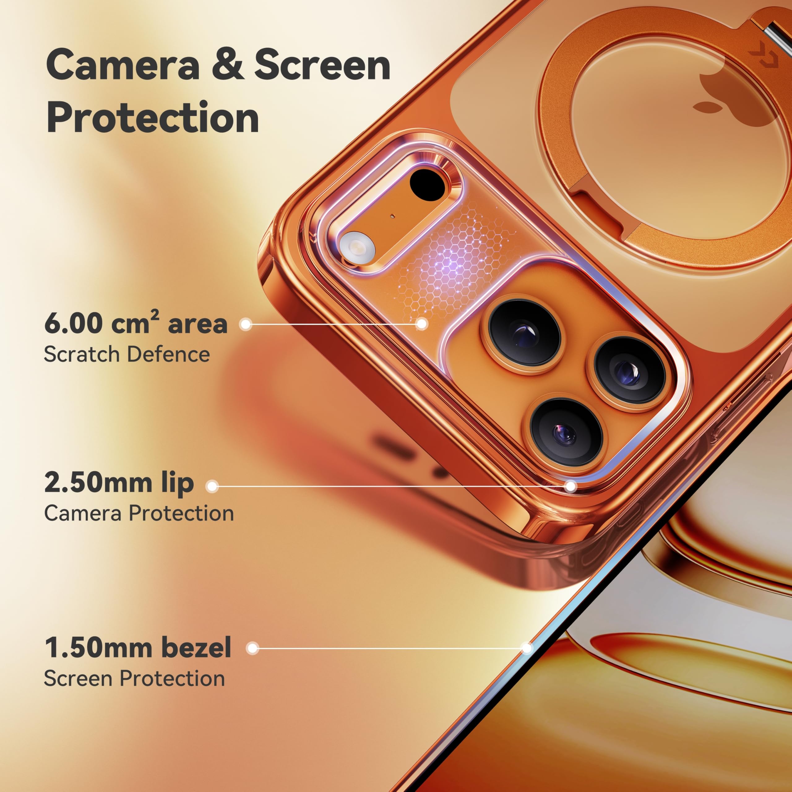 CASEKOO Cosmic Orange Glossy for iPhone 17 Pro Max Case [360 Spin Magnetic Stand][Fit for MagSafe][17FT Military Protection] Slim Polished for iPhone 17 Pro Max Case with Stand 6.9'', Cosmic Orange