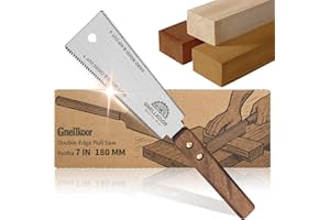 Gnellkoor Japanese Hand Pull Saw, 7 In Ryoba Double Edge Saw of 12/18 TPI Professional Rip, Cross & Flush Cut to Help Carpenter for Achieve Soft Hard Woods Cutting Quickly Accurately Without Scratches
