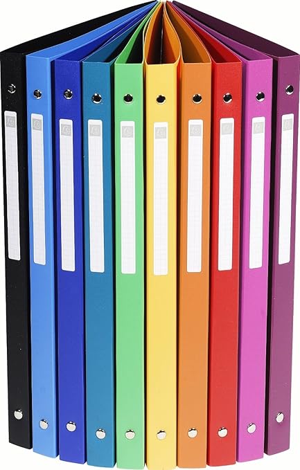 10er Pack Exacompta 51299E Ringbuch (PP 500µ, 4 Ringe, Rücken 20mm, blickdicht, DIN A4) 10 Farben (10)