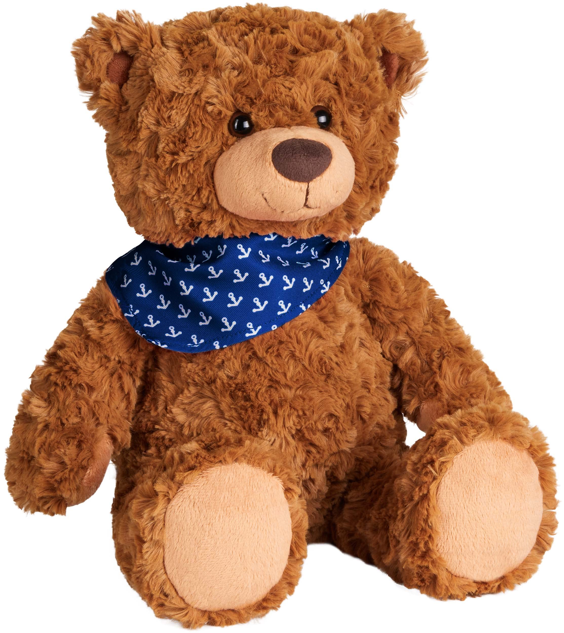 BRUBAKER Teddy Plush Bear with Anchor Bandana Blue - 16.5 Inches (42 cm) - Vintage Teddy Bear Plush Teddy Cuddly Toy - Soft Toy with Extra Soft Fur - Brown Stuffed Animal