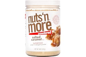 NUTS 'N MORE Nuts ‘N More Salted Caramel Butter Powder - Peanut Protein, Low Carb, Low Sugar, Gluten Free, Non-GMO, All-Natural Keto Snack (9oz Jar)