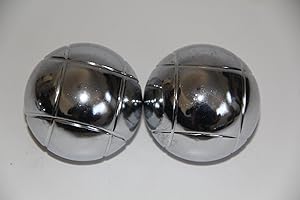 BuyBocceBalls Listing - Replacement - 73mm Metal Bocce/Petanque Silver Balls Listing - Pack of 2 with Large Criss Cross Patte