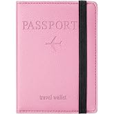 Passport Holder for Travel, Passport Cover for Men &amp; Women, Card Wallet | Slim Family Passport Wallet, Small Card Holder with Elastic Closure, Textured Pink