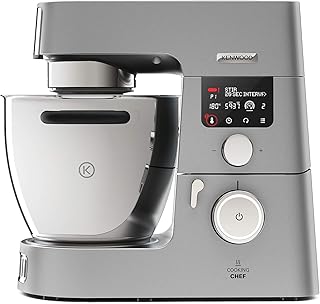 Kenwood Cooking Chef Gourmet KCC9060S Küchenmaschine (mit Kochfunktion, Induktionskochfeld von 20, 180°C, 24 voreingestellte Programme, 6,7 l Rührschüssel, 1500 W, inkl. 9-teiligem Set) silber