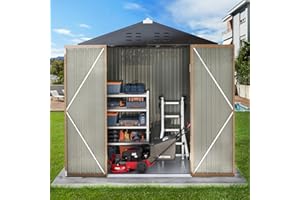 TAVATA Outdoor Storage Shed with Floor, 6x4 FT Utility Tool Shed Storage House with Lockable Door, Steel Anti-Corrosion Garden Shed Outdoor Metal Shed for Garden Backyard Patio Lawn（with Floor）
