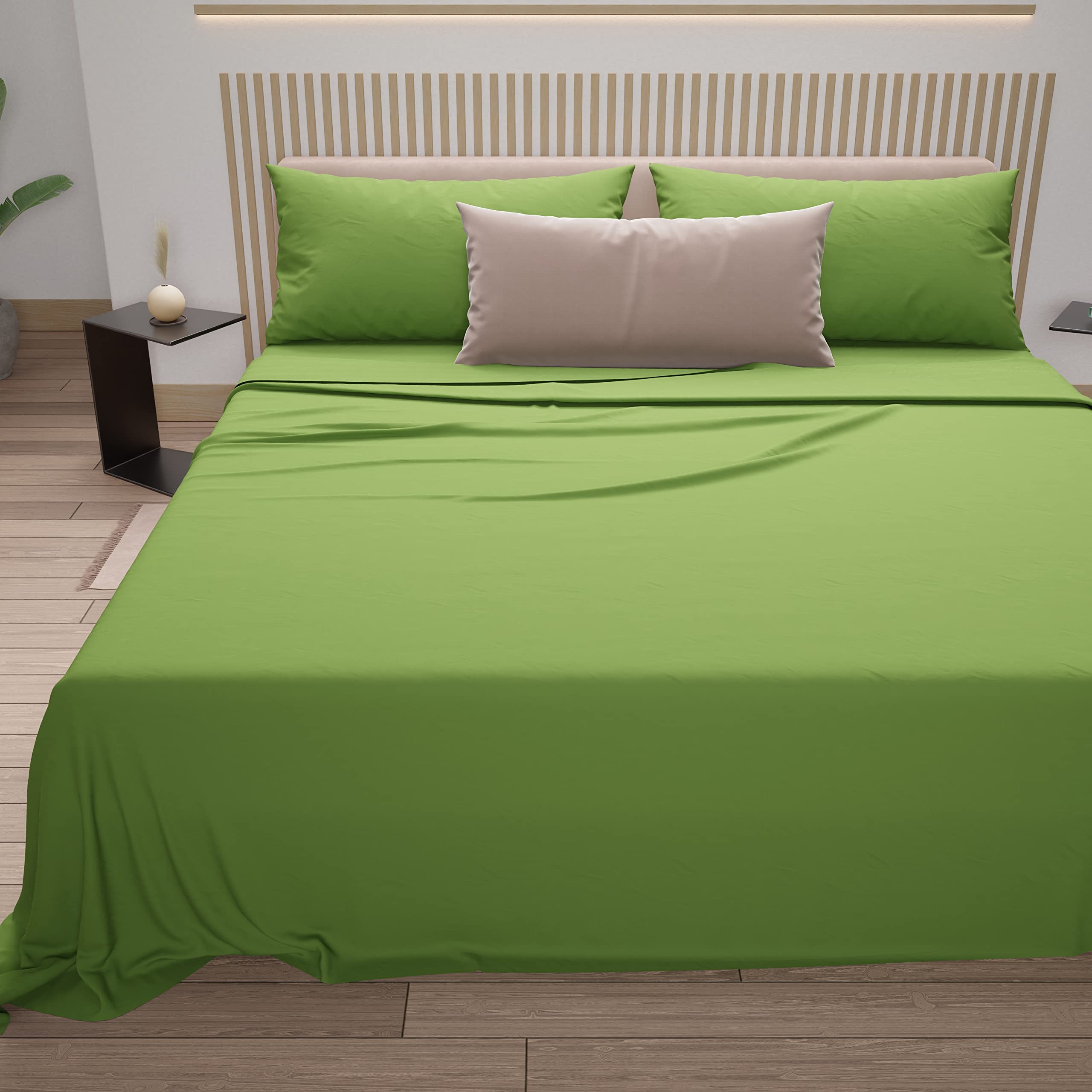 PETTI Artigiani Italiani - Cotton Sheets, French Double Bed Sheets, French Double Bed Set, Green, 100% Made in Italy — image 1
