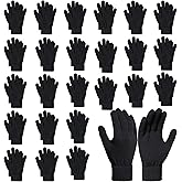 Pistha 24 Pairs Winter Gloves Knit Warm Gloves Magic Glove Bulk Pack Christmas Gift for Men Women Teens Homeless Cold Weather