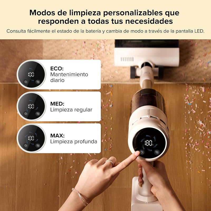 Hub de aspirador sem fios H60 com base de esvaziamento automático, bateria removível até 60 min, 115 AW para pêlos de animais, escova multisuperfície anti-emaranhados, luz LED verde