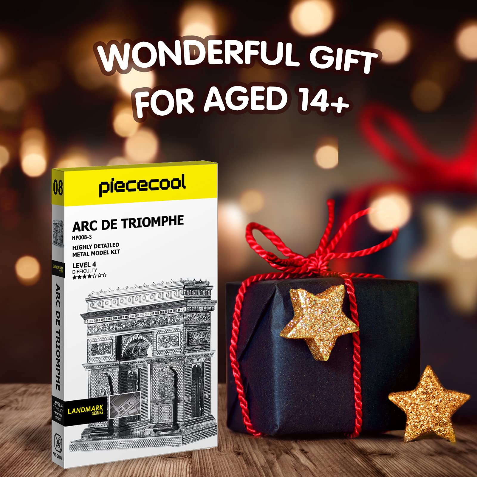 Piececool 3D Metal Puzzles for Adults, Arc De Triomphe Model Kit, France Famous Architecture Building Kit for Men DIY Handcraft Great Gifts for Birhtday Christmas, 41Pcs