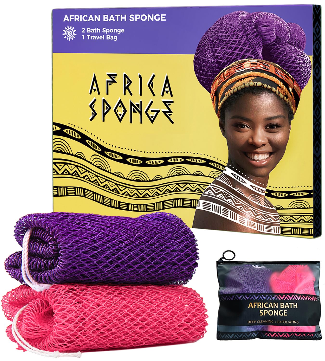 African Net Sponge Authentic - 2 Pieces Exfoliating