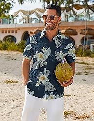 COOFANDY Hawaiian Shirt for Men Short Sleeve Button