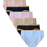 Sladatona Teen Girls Viscose From Bamboo Underwear Girls Lace Trim Tagless Soft Briefs(pack of 6)