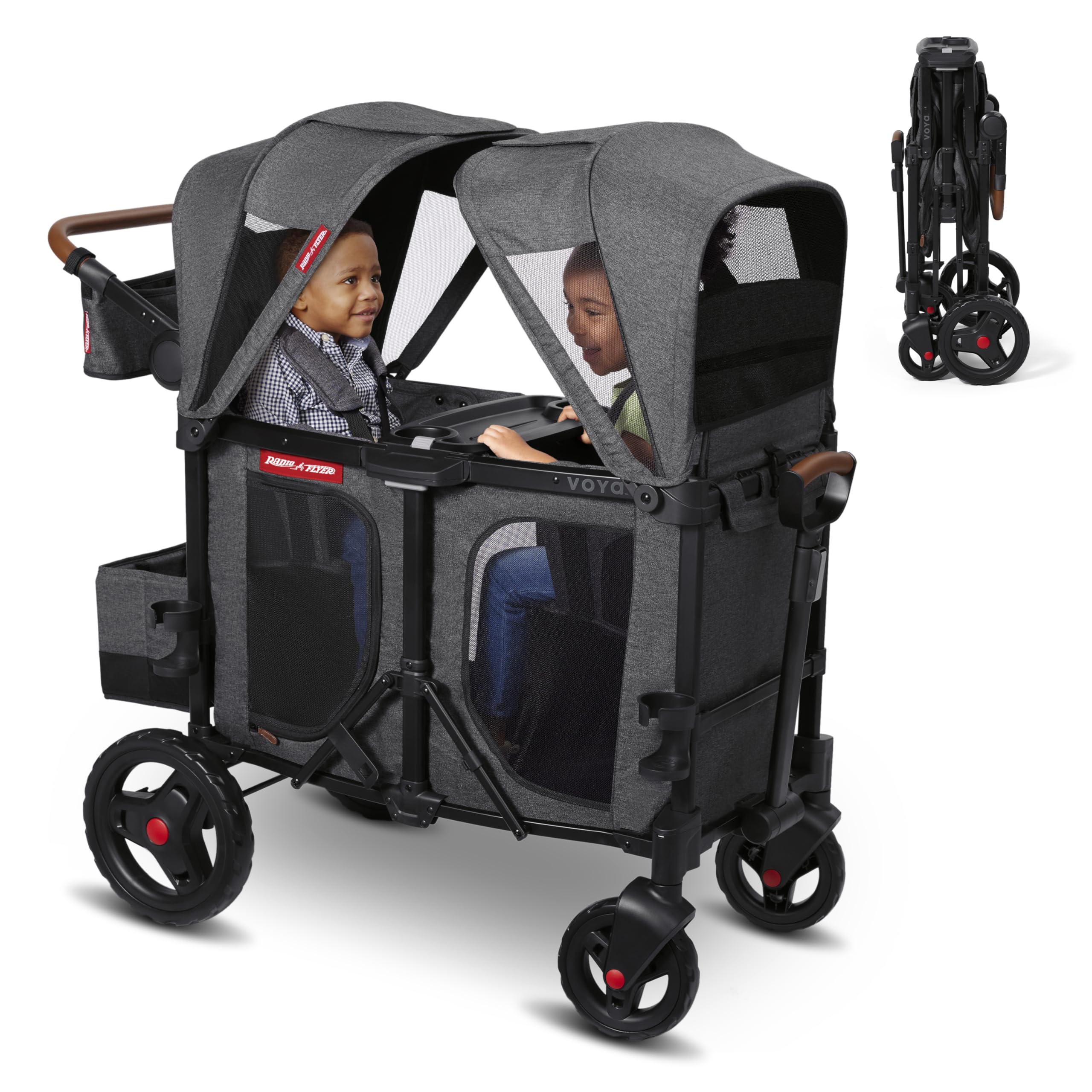 Photo 1 of Baby Stroller, Wagon for Kids, Outside Toys for Toddlers 1-3, Outdoor Play Rolling Cart, Beach Cart with Wheels, Radio Flyer Voya Stroller Wagon, Gray, for Ages 6+ Months