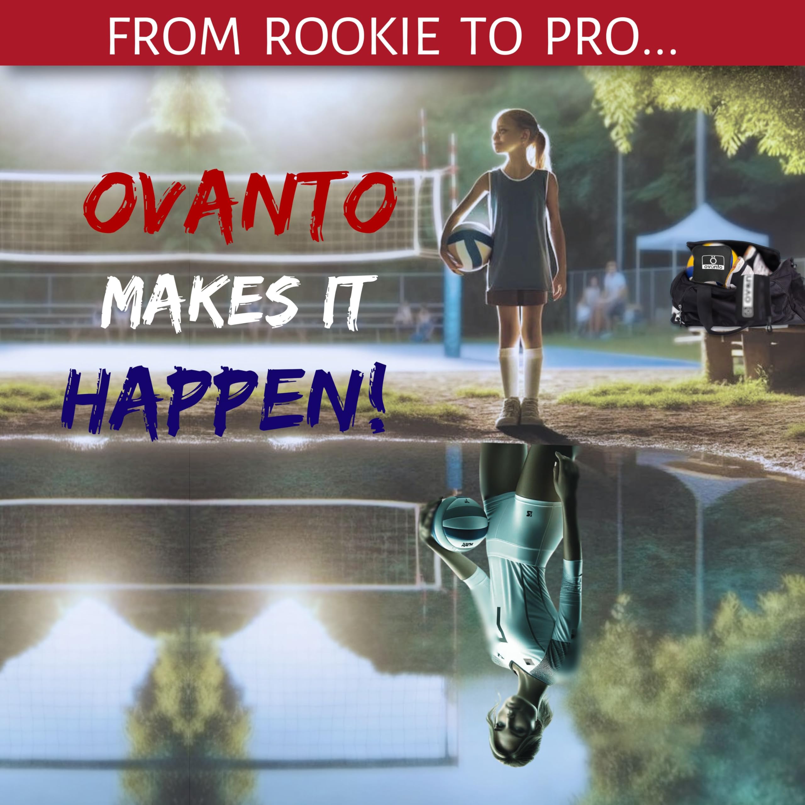 OVANTO Volleyball Training Equipment Aid – Solo Volleyball Equipment in 4 Styles to Serve, Spike, Set and Pass Like a Pro - Adjustable Volleyball Practice Equipment Gift for Beginners & Experts