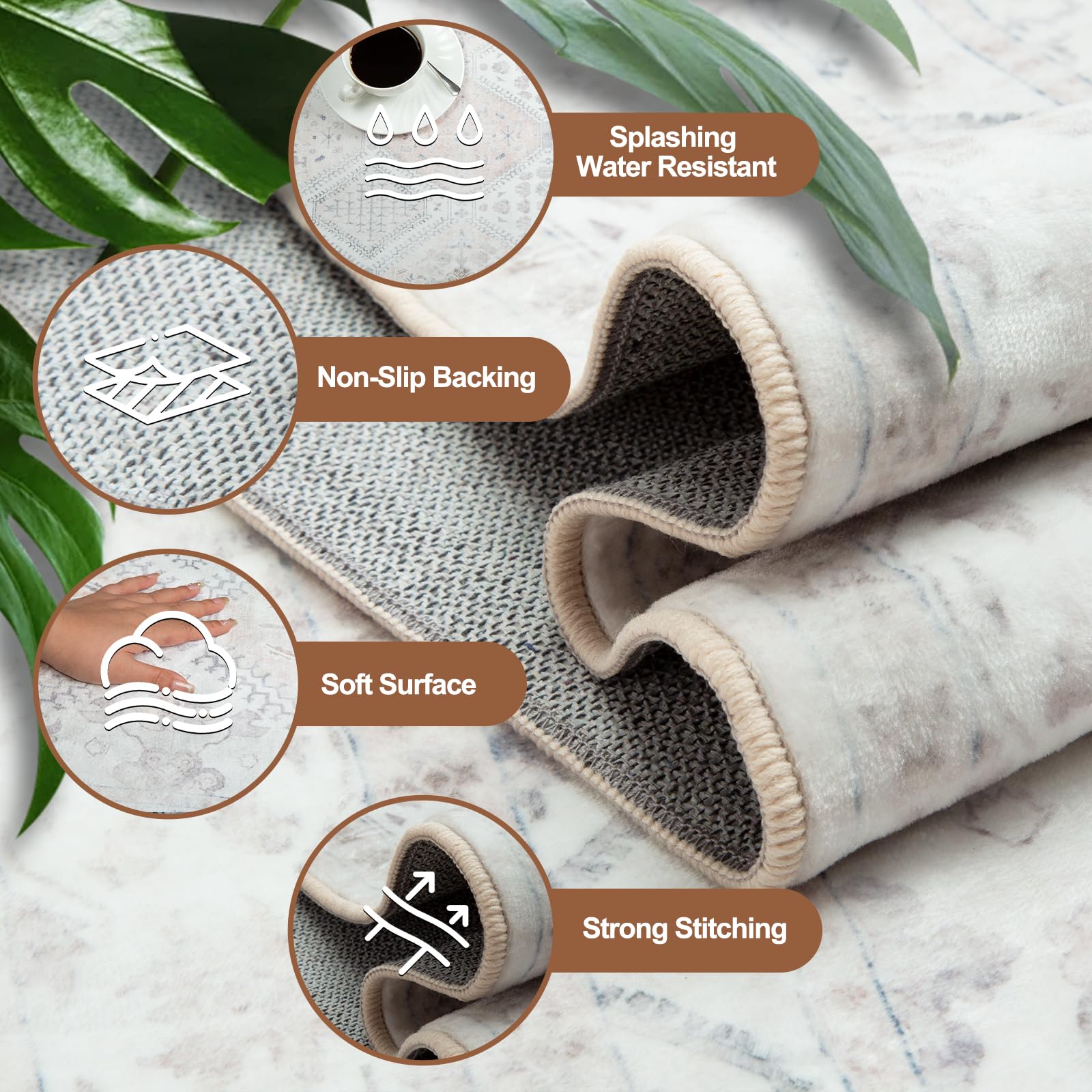 CAPALOCA 2x3 Area Rug Bohemian Rugs with Print