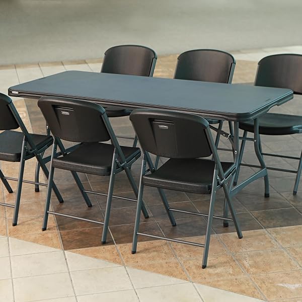 LIFETIME 6-FOOT NESTING FOLDING TABLE, COMMERCIAL, BLACK