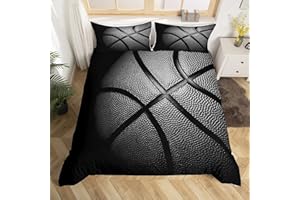CASTLE FAIRY Basketball Black Gray Bedding Sets Full Size Sports Game Collections Duvet Cover for Kids Comforter Cover Sets (No Comforter) 1 Duvet Cover + 2 Pillow Cases