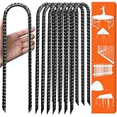Eurmax USA 8-Pack U-Shape Ground Stakes,Rust-Proof Galvanized Steel Ground Anchors,Commercial Trampoline Stakes for High Winds,Secure Anti-Flip Tie Down for Soccer Goals,Swing Sets,Fences&amp;Playsets