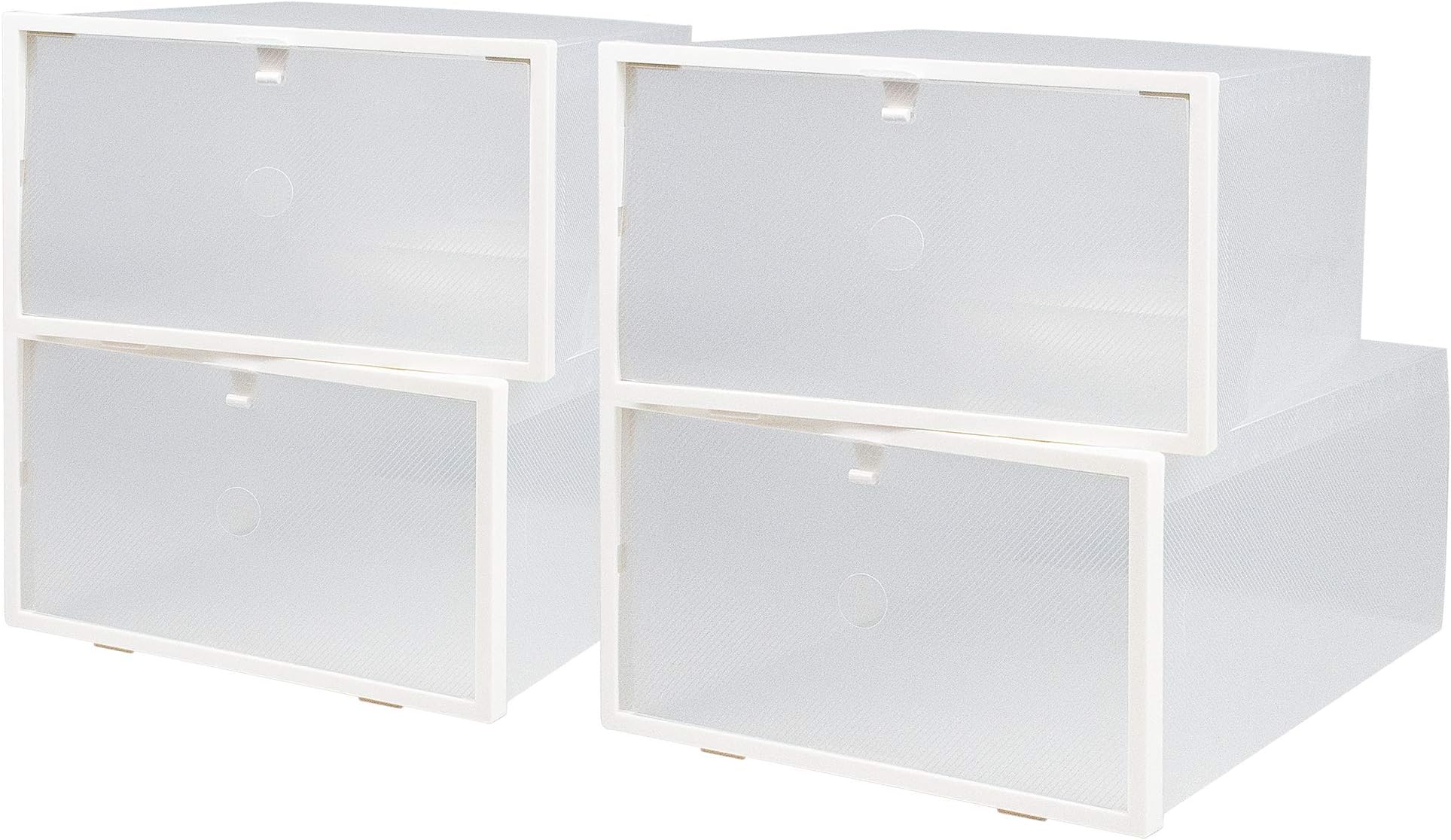 NEXCOVER Clear Stackable Shoe Storage Boxes,Large Size,4pack