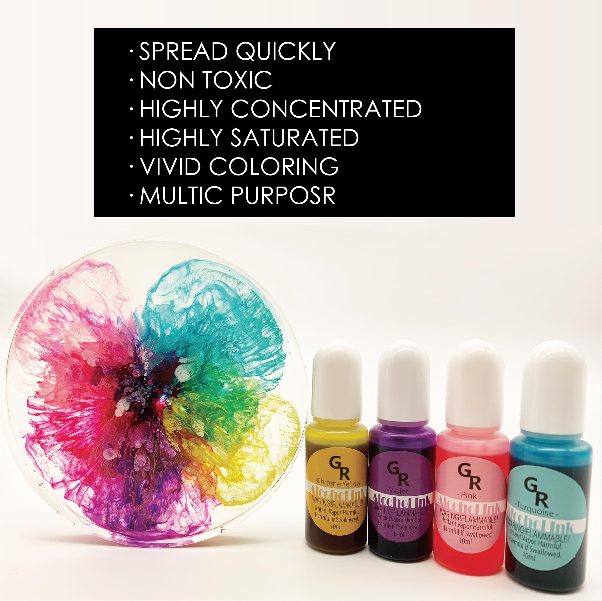 Alcohol Ink Set -26 Colors Alcohol Based Ink for Resin Art, Fluid Art,Resin Craft,Resin Petri Dish，Alcohol Ink Paint for Yupo,Tumbler (Normal 26 Color Set)