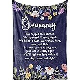 InnoBeta Grammy Gifts, Grandma Gifts for Grammy, Flannel Throw Blankets on Mother's Day, Christmas, Birthday, 50" x 65", Blue Flowers