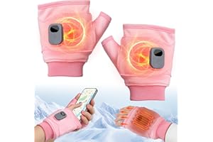 DAIOAI Portable Heating Gloves with Digital Display, Smart Thermostatic Heated Fingerless Gloves, Rechargeable Heating Gloves 3rd Gear Adjustable for Women and Man