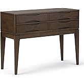 SIMPLIHOME Harper Console Table - 40 Inch Wide Solid Hardwood Sofa Table in Walnut Brown, Mid-Century Modern Storage Table fo